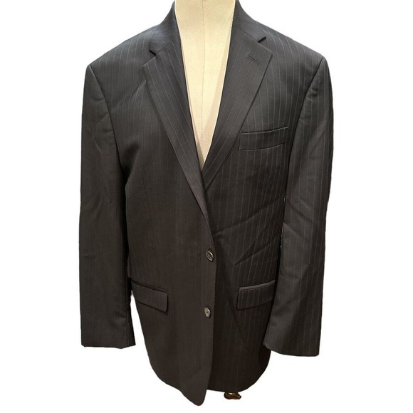 Lauren Ralph Lauren Charcoal Gray Striped 100% Wool Sport Coat/Suit Jacket 42R - Picture 1 of 6